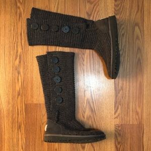 Ugg Charcoal Gray Cardy Knit Boots